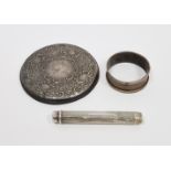 George V Sampson & Mordan silver pencil holder, London 1916, with ribbed decoration and empty