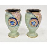 Pair of Carlton Ware Art Deco Bell pattern oviform vases, each with printed blue factory marks,