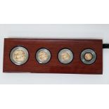 Royal Mint 2024 Sovereign four-coin gold proof set, comprising double, full, half and quarter, in