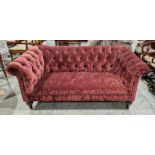 Sofas & Stuff Arncliffe Chesterfield-style sofa, with button-back wine-coloured crushed velvet