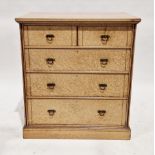 Gillow & Co 19th-century birdseye maple veneered and mahogany chest of drawers, comprising two short