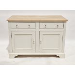 Neptune ' Chichester ' side cabinet, the pale oak top over a cream-finished base with two drawers