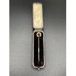 Gold and Diamond Horseshoe Stick Pin in Fitted Presentation Box