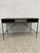 A contemporary Illusion writing desk or side table with parquetry top over the single frieze