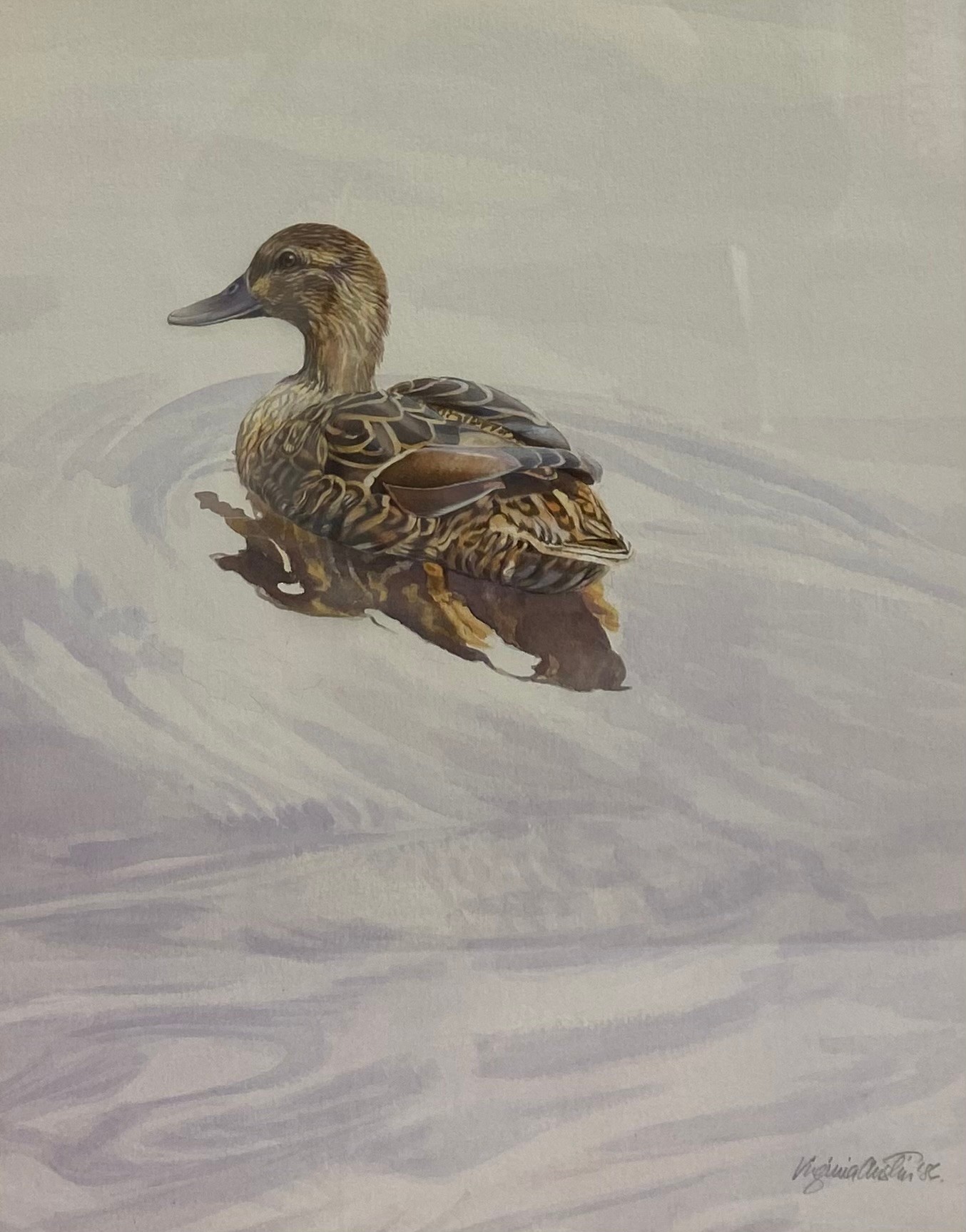 Virginia Austin (Virginia Miller b.1951), a large contemporary watercolour portrait of a duck, - Image 2 of 4
