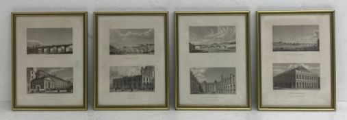 A set of eight French architectural engravings from 'Paris and it's Environs...the drawings made