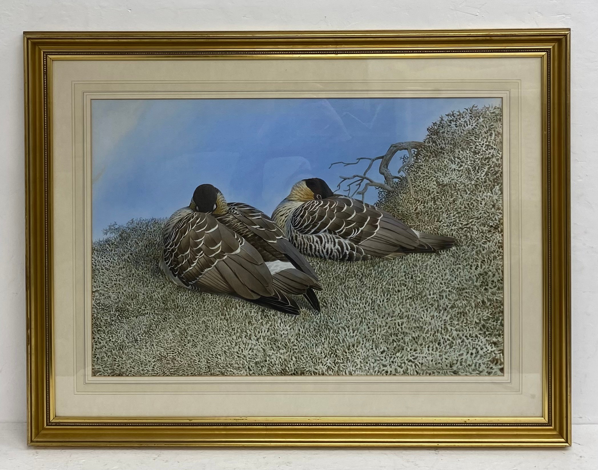 Cyril David Johnston (b.1946), a large modern watercolour titled 'Nay-Nay Geese' 1974, signed bottom