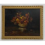 An early 20th century oil on board, still life flowers, by S. Richardson. Signed bottom left in a