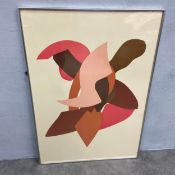 Possibly Helaine Blumenfeld (b.1942), a large contemporary abstract lithograph in a glazed aluminium