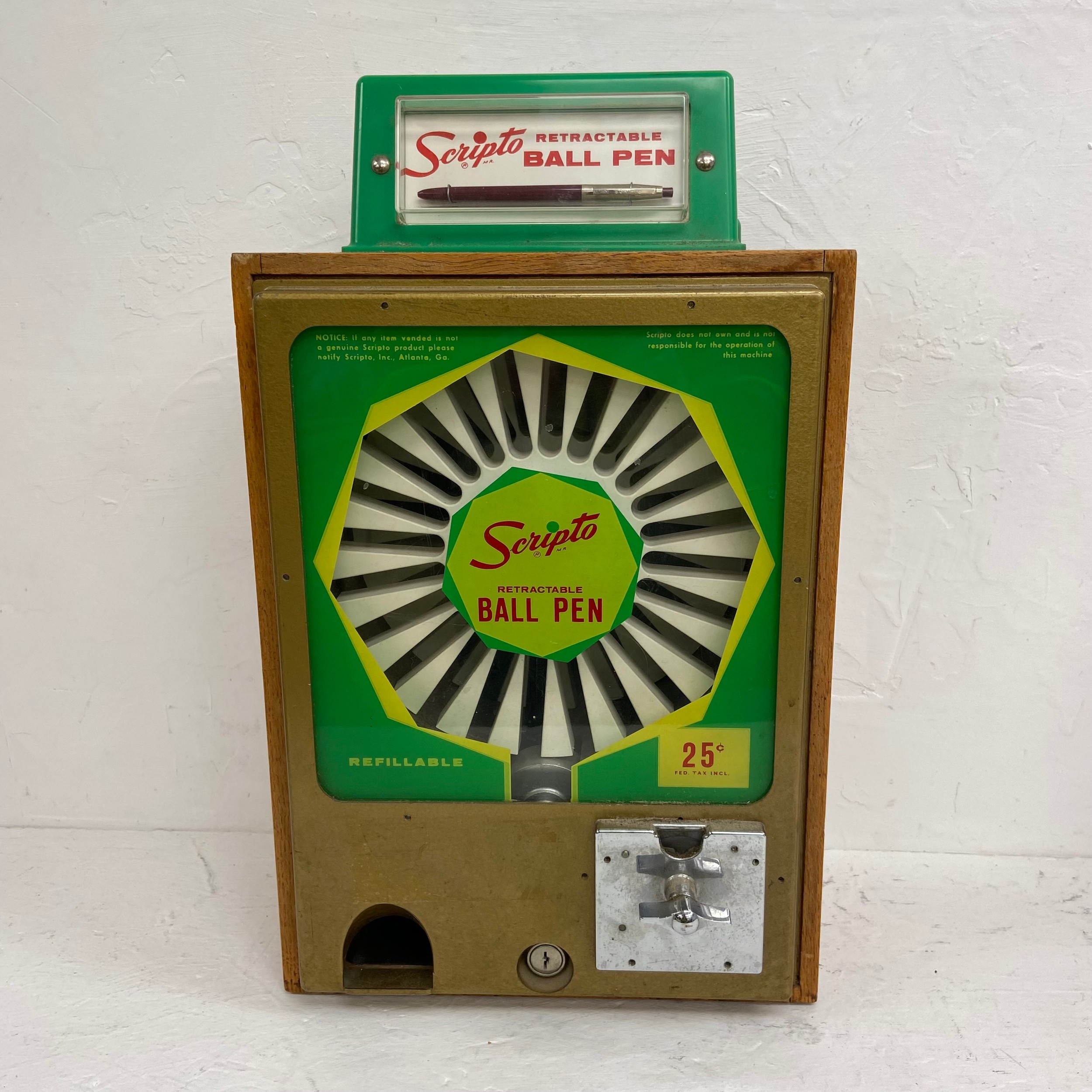 A pair of vintage Scripto Retractable Ball Pen vending machines. H.51 W.32cm. (Largest) - Image 3 of 5