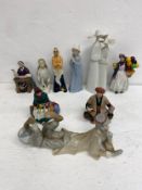 A mixed lot of vintage English and Continental porcelain figures to include Royal Doulton, Ladro and