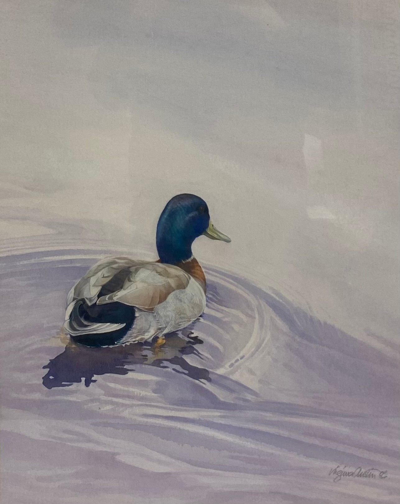 Virginia Austin (Virginia Miller b.1951), a large contemporary watercolour portrait of a duck, - Image 2 of 4