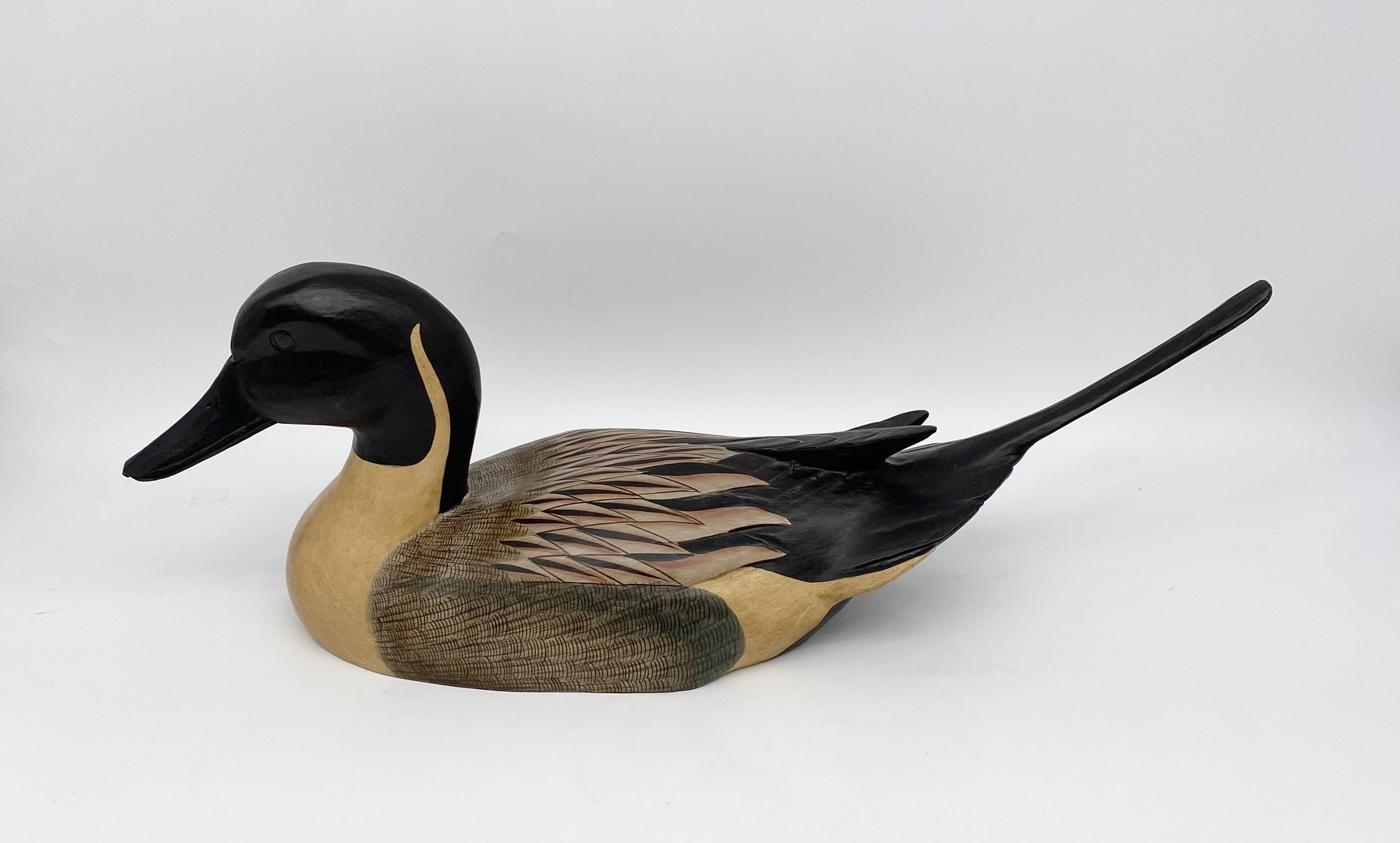 A contemporary hand carved and painted decoy duck titled 'Pintail Drake' by Karen McKnight - Image 2 of 7