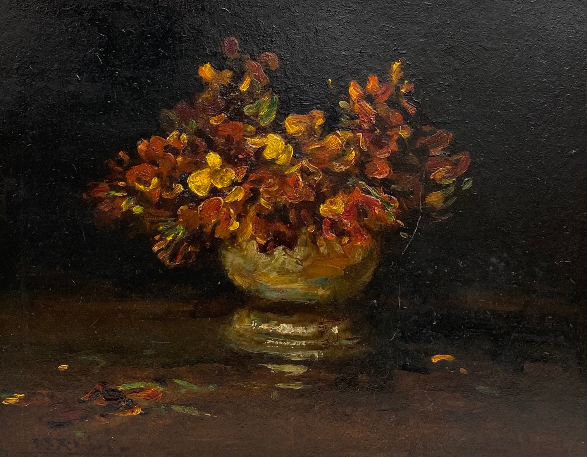 An early 20th century oil on board, still life flowers, by S. Richardson. Signed bottom left in a - Image 2 of 5