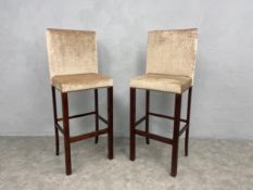 A pair of picture display stands modelled as high stools. H.138 W.52 D.42