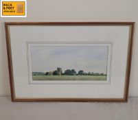A framed and glazed watercolour, English school landscape, signed. 48x32cm.