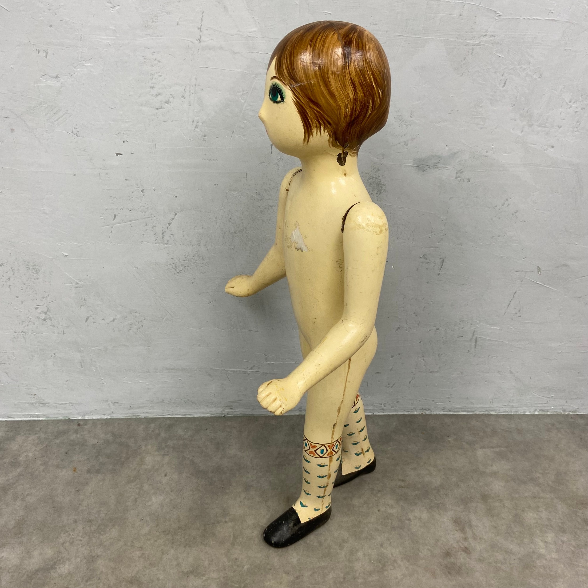 An early 20th century hand painted child's mannequin with articulated arms together with a vintage - Image 3 of 8