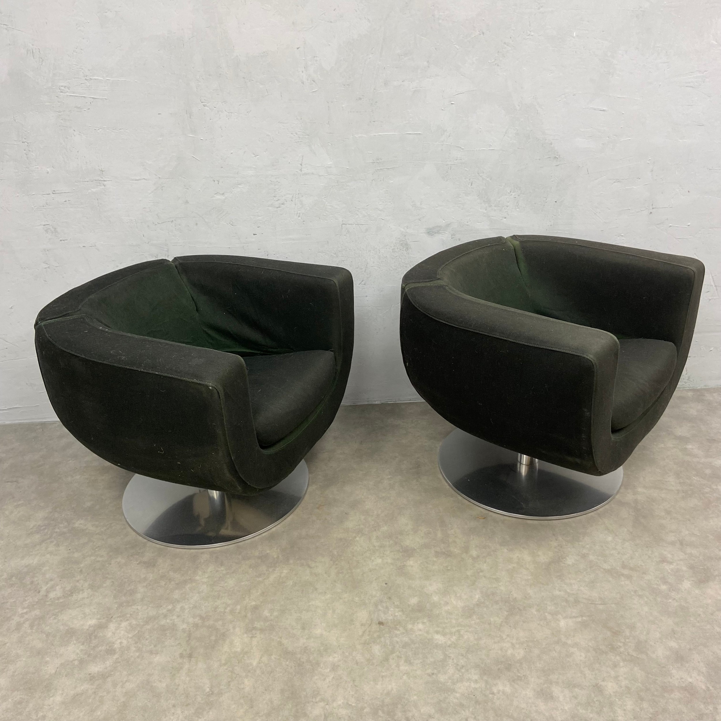 A pair of vintage early noughties Tulip swivel armchairs by Jeffrey Bernett for B&B Italia. Seat - Image 3 of 5