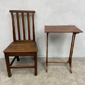 A Georgian oak dining chair together with a Regency style mahogany occasional table with satinwood