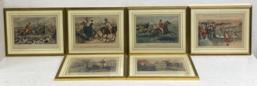 A set of six prints depicting hunt scenes after the original illustrations by John Leech. All framed