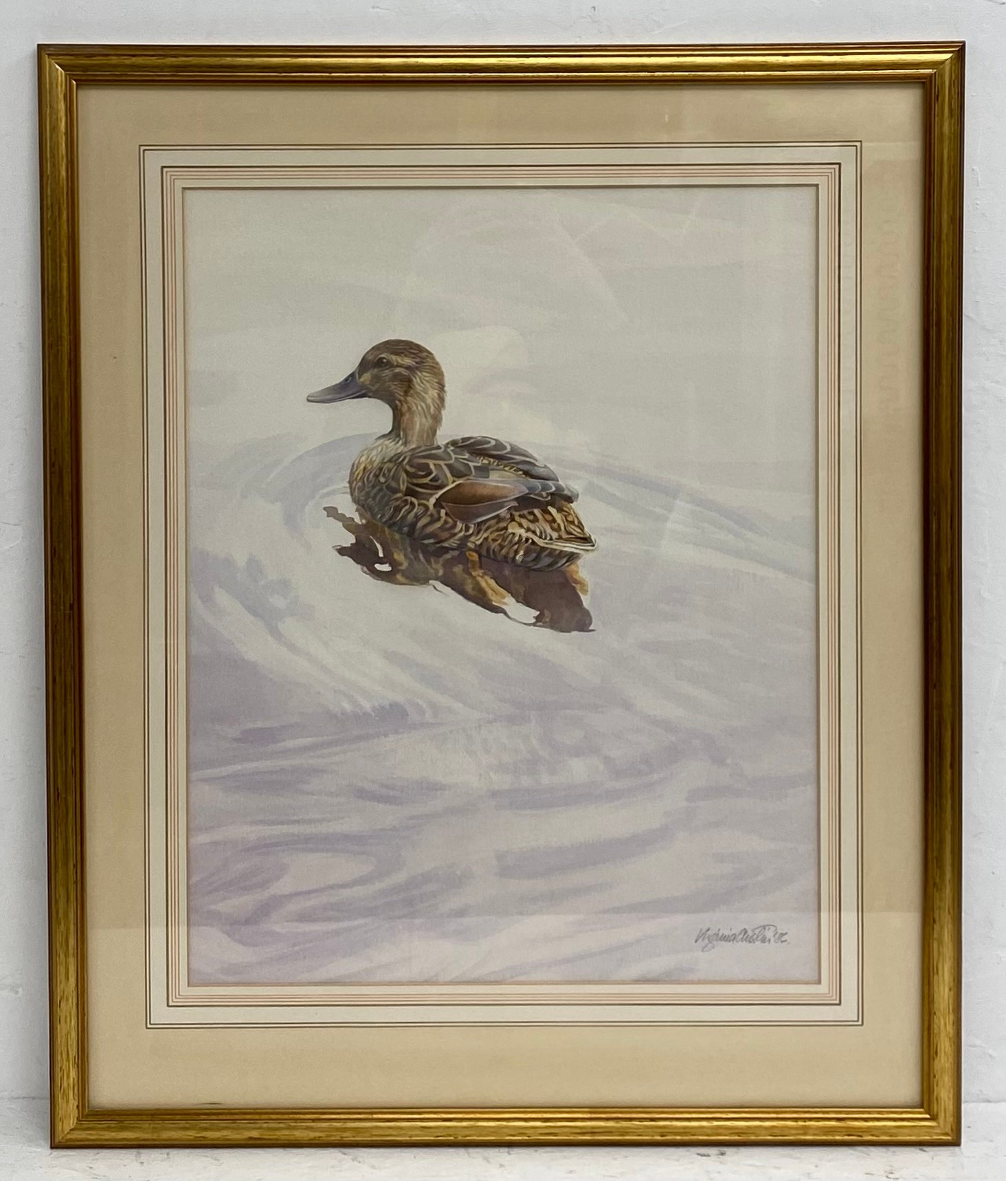Virginia Austin (Virginia Miller b.1951), a large contemporary watercolour portrait of a duck,