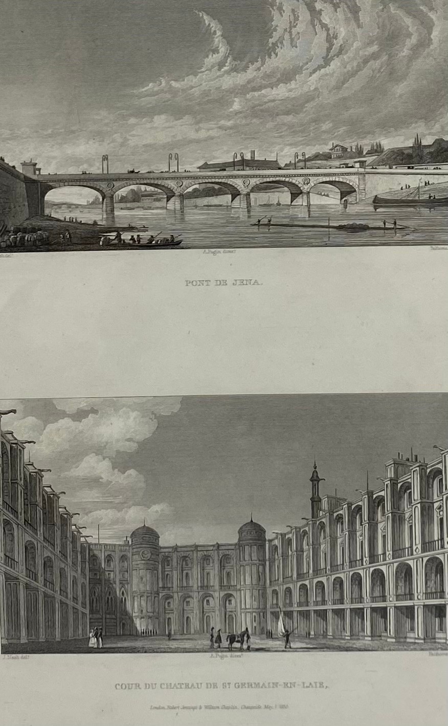 A set of eight French architectural engravings from 'Paris and it's Environs...the drawings made - Image 4 of 11