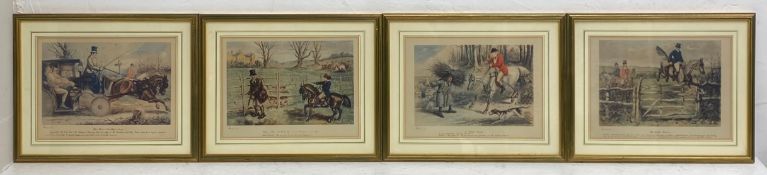 A set of four prints depicting hunt scenes after the original illustrations by John Leech. All