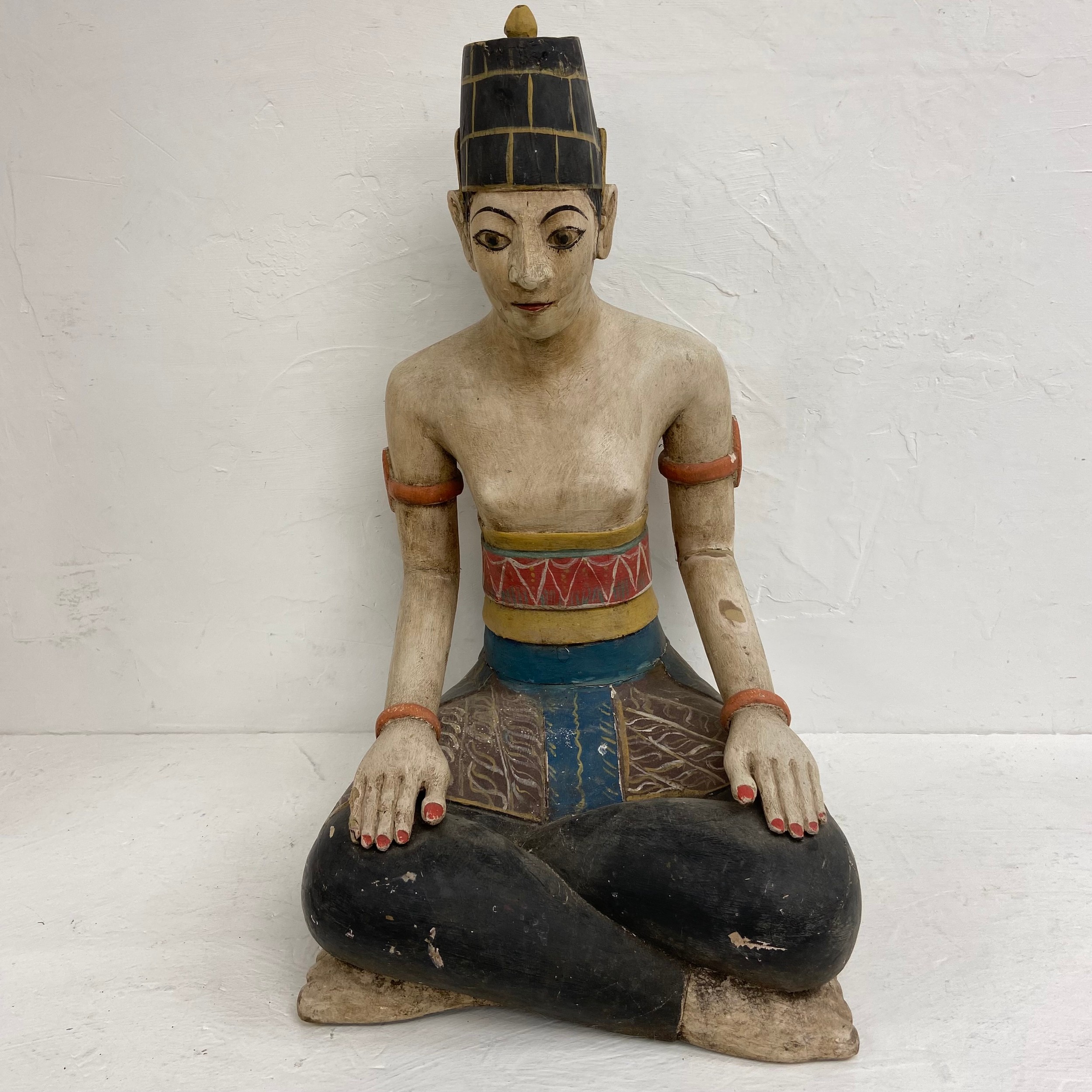 A pair of 20th century hand carved and painted Javanese matrimonial Loro Blonyo or inseparable - Image 2 of 7