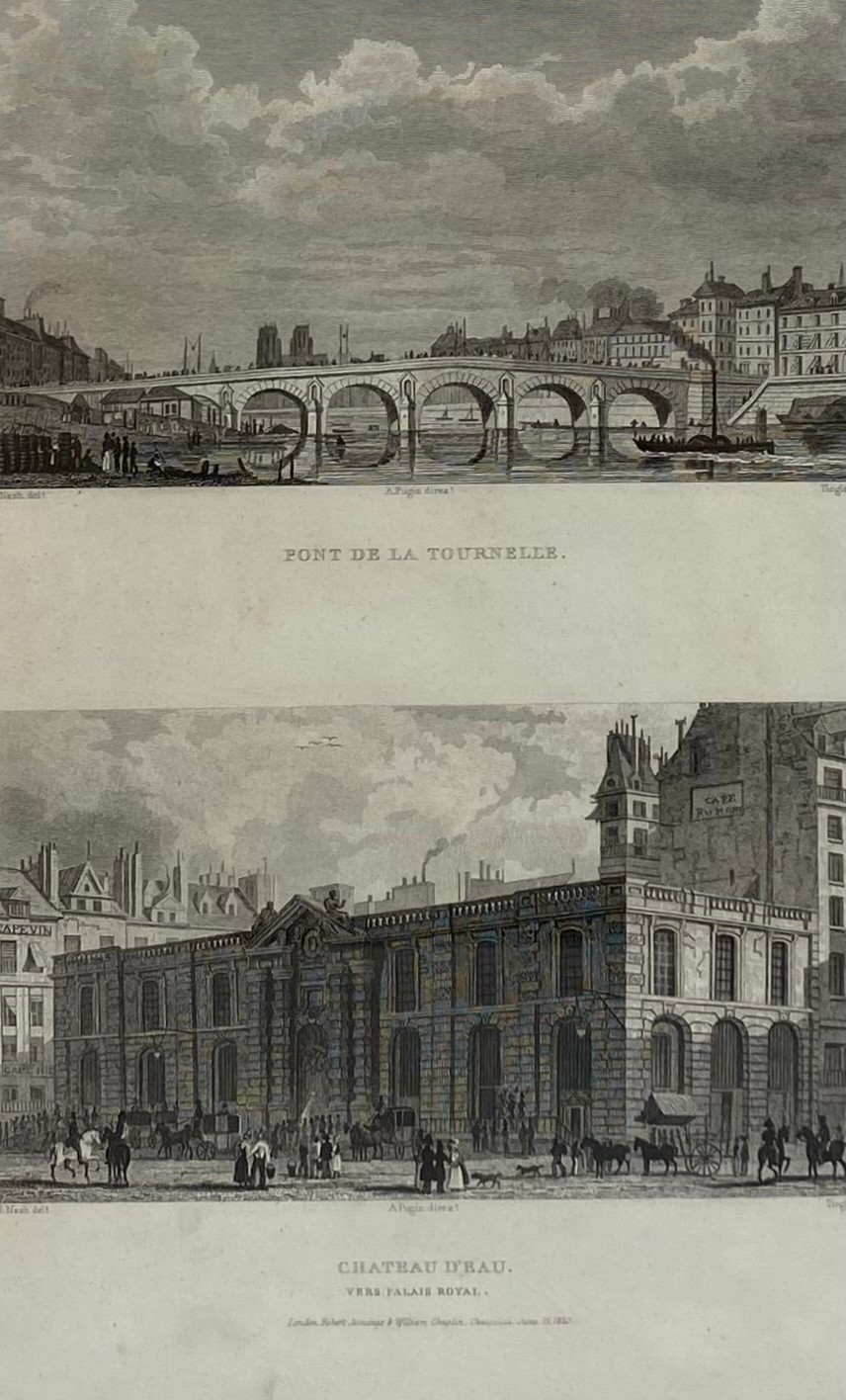 A set of eight French architectural engravings from 'Paris and it's Environs...the drawings made - Image 3 of 11