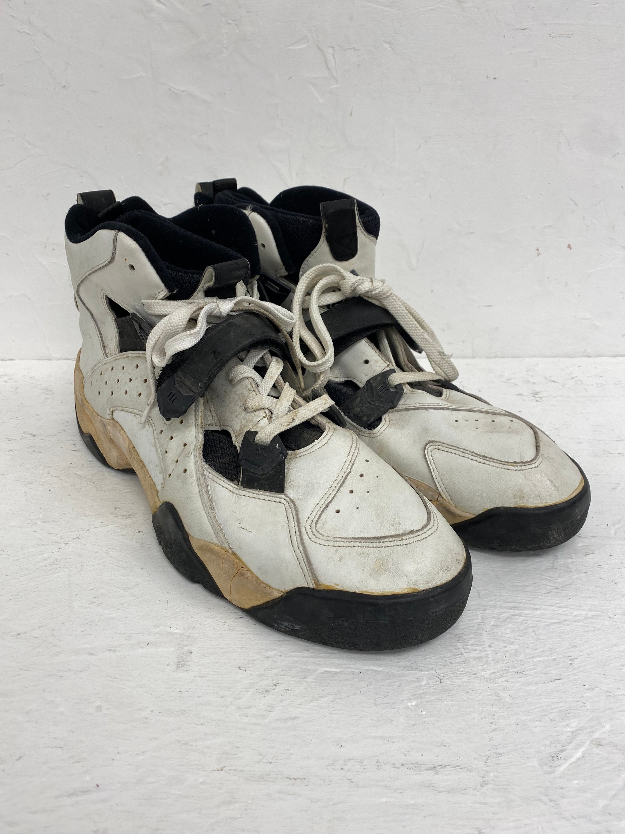 An unusually large pair of vintage 1990s Adidas Equipment basketball shoes size uk 18.