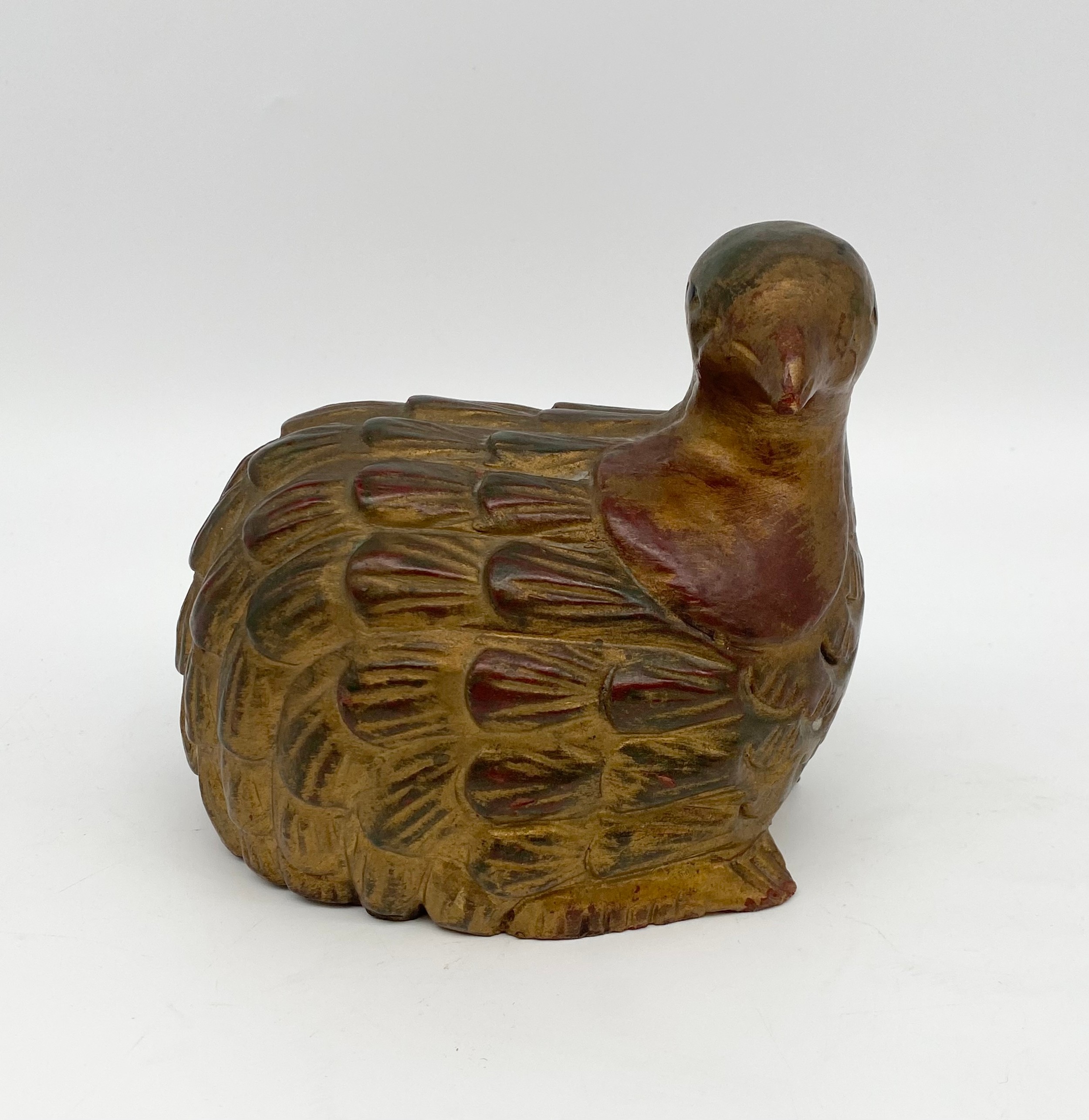 A pair of vintage Oriental style carved and gilt quails. H.14 W.15cm each - Image 3 of 4