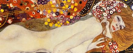 A large contemporary print on canvas, detail after the original painting titled 'Water Serpents