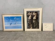 A contemporary signed artist's proof lithograph depicting an antelope in a stylised landscape