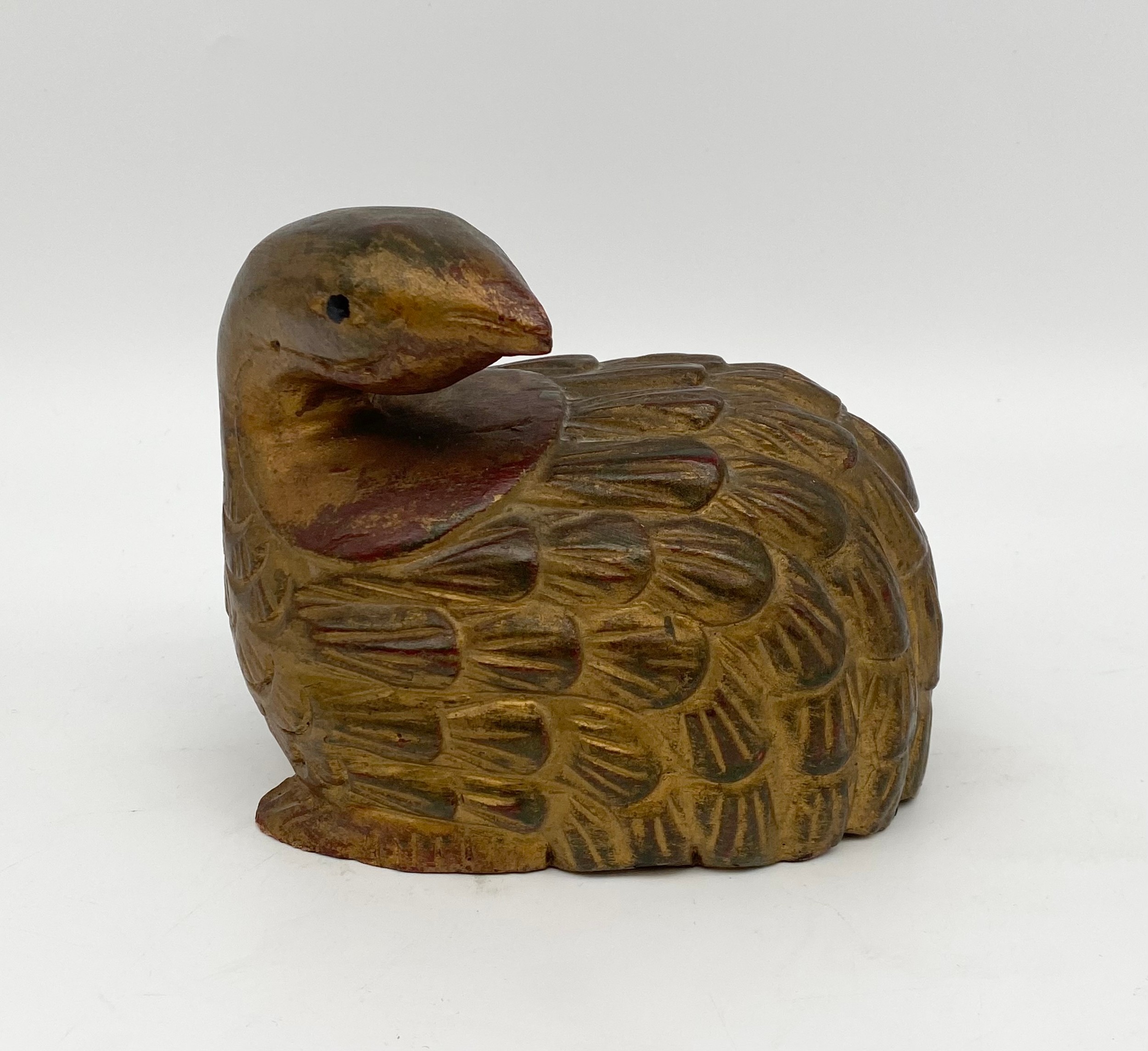 A pair of vintage Oriental style carved and gilt quails. H.14 W.15cm each - Image 2 of 4