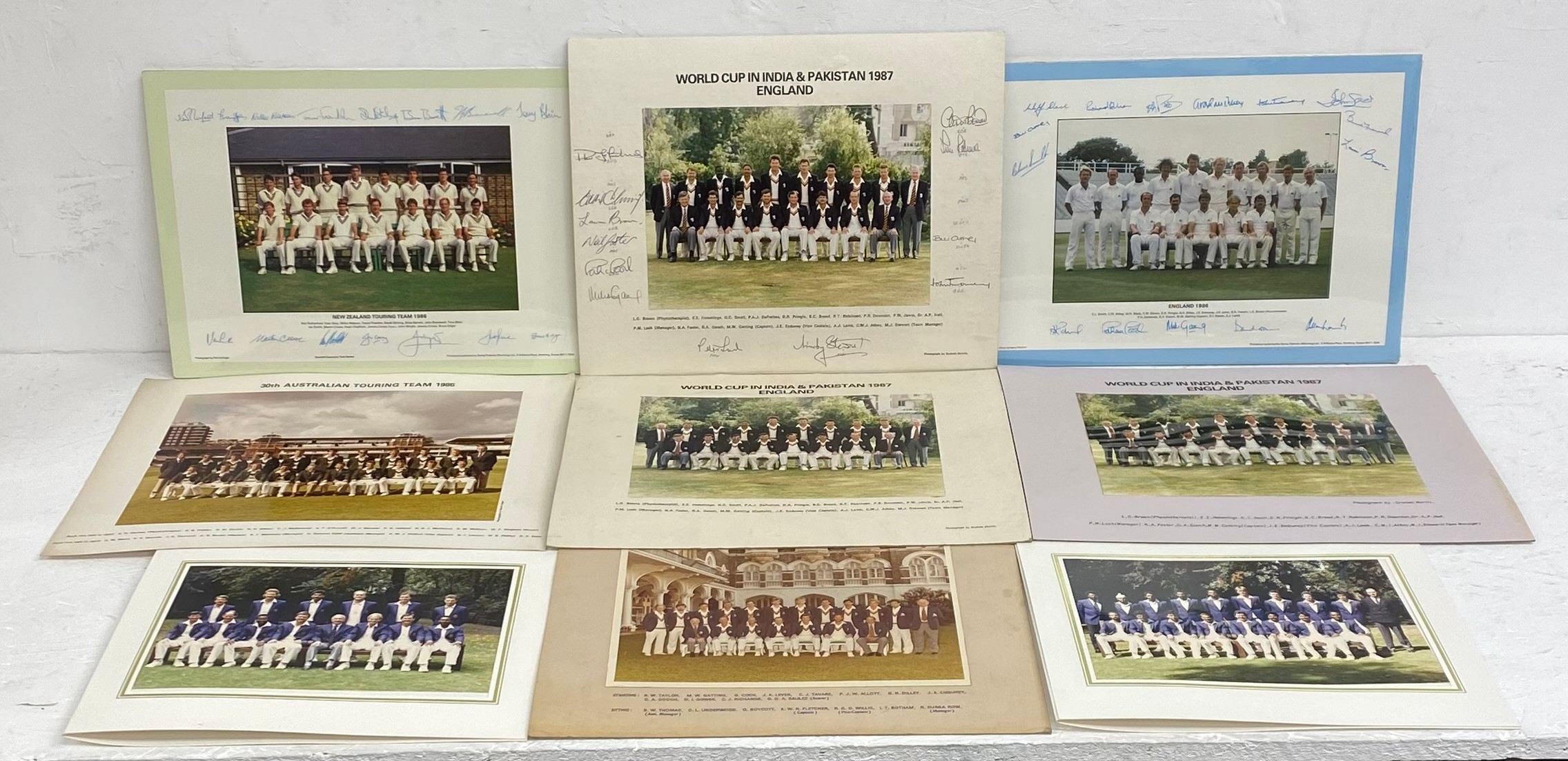 A vintage hand signed 1987 India & Pakistan World Cup photographic portrait of the England cricket