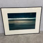 A contemporary framed and glazed photographic print of an abstract seascape. 105x69cm.