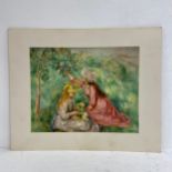A contemporary print after the original 19th century Impressionist painting titled 'Girls Picking
