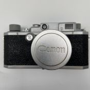 A 1950s vintage Japanese metal cased bottom-loading Canon Camera Co. Ltd. II B Rangefinder model