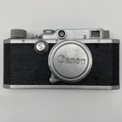 A 1950s vintage Japanese metal cased bottom-loading Canon Camera Co. Ltd. II B Rangefinder model