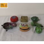 A mixed lot to include a faux cinnabar and cloisonne box, a possibly 19th century Chinese Qing