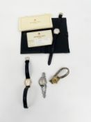 A ladies Swiss Raymond Weil wristwatch in leather case with paperwork together with three other