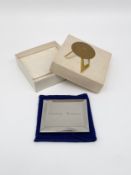 A contemporary silver plated Reed & Barton compact mirror. Engraved 'Nancy Reagan' in original