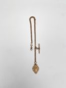 A hallmarked 9ct yellow gold Albert chain with graduating links and t-bar or toggle clasp fitting