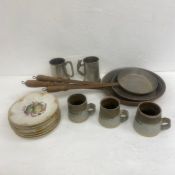 A miscellaneous collection to include a set of three 19th century graduating brass pans, three