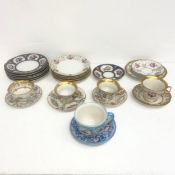 A mixed lot of 19th century and later hand painted porcelain together with a vintage signed Santo