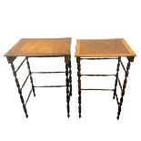 A Regency period nest of two specimen-wood occasional tables in the manner of Gillows, each with