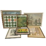 A mixed lot of art prints after the original paintings by Roland Hillier, Marc Chagall and others.