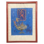 A contemporary limited edition screen print depicting an abstract figure and card table, signed