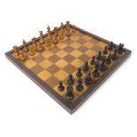 A vintage Staunton chess set, board 52cm, King 9cm. #Delivery is not available for this lot.