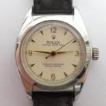 A Rolex Oyster perpetual superlative chronometer, bubble back, mid-size gents watch, 41.3mm long,